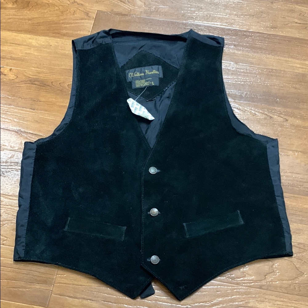 Vintage Western Frontier Black Velvet Button Vest